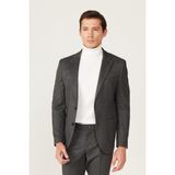 ALTINYILDIZ CLASSICS Erkek Antrasit Slim Fit Dar Kesim Mono Yaka Desenli Yünlü Blazer Ceket - 48-6N
