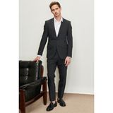 ALTINYILDIZ CLASSICS Erkek Antrasit Slim Fit Dar Kesim Mono Yaka Kareli Yünlü Takım Elbise - 6 Drop - 46