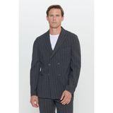 Altınyıldız Classics Erkek Antrasit Slim Fit Kırlangıç Yaka Gofre Desenli Yünlü Takım Elbise - 6 Drop - 54