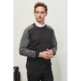 ALTINYILDIZ CLASSICS Erkek Antrasit Standart Fit Normal Kesim Yarım Balıkçı Yaka Jakarlı Triko Kazak - 2XL