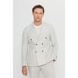 Altınyıldız Classics Erkek Bej %100 Keten Slim Fit Dar Kesim Kırlangıç Yaka Torba Cepli Kruvaze Takım Elbise - 6 Drop - 52