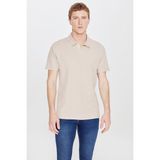 Altınyıldız Classics Erkek Bej %100 Pamuk Trend Mevsimlik Fitilli Tişört Slim Fit Polo Yaka - 2XL
