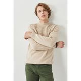 Altınyıldız Classics Erkek Bej-kıremıt Standart Fit Normal Kesim Yarım Balıkçı Yaka Triko Kazak - XL - Bej - Kiremit