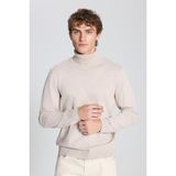 ALTINYILDIZ CLASSICS Erkek Bej Melanj Standart Fit Normal Kesim Tam Balıkçı Yaka Triko Kazak - 2XL