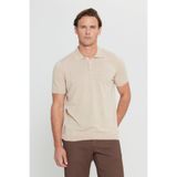 ALTINYILDIZ CLASSICS Erkek Bej Pamuklu Keten Standart Fit Normal Kesim Polo Yaka Triko Tişört