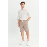 Altınyıldız Classics Erkek Bej Pamuklu Slim Fit Beli Bağlamalı Yan Cepli Esnek Şort