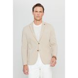 Altınyıldız Classics Erkek Bej Pamuklu Slim Fit Dar Kesim Armürlü Esnek Torba Cepli Blazer Ceket - 48-6N