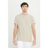 ALTINYILDIZ CLASSICS Erkek Bej Pamuklu Slim Fit Dar Kesim Bisiklet Yaka Esnek Tişört