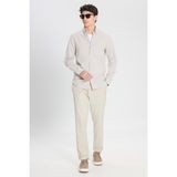 Altınyıldız Classics Erkek Bej Pamuklu Slim Fit Diagonal Desenli Pileli Yan Cep Casual Pantolon - 52