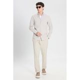 ALTINYILDIZ CLASSICS Erkek Bej Pamuklu Slim Fit Diagonal Desenli Pileli Yan Cep Casual Pantolon