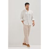 Altınyıldız Classics Erkek Bej Pamuklu Standart Fit Normal Kesim Beli Lastikli Diagonal Desenli Örme Pantolon - XL