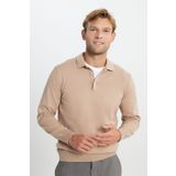 ALTINYILDIZ CLASSICS Erkek Bej Pamuklu Standart Fit Normal Kesim Polo Yaka Triko Kazak