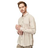 ALTINYILDIZ CLASSICS Erkek Bej Slim Fit Dar Kesim Düğmeli Yaka Gabardin Desenli Gömlek