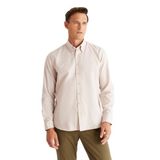 ALTINYILDIZ CLASSICS-Erkek Bej Slim Fit Dar Kesim Düğmeli Yaka%100 Pamuk Oxford Gömlek (Bej/L)