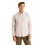 ALTINYILDIZ CLASSICS-Erkek Bej Slim Fit Dar Kesim Düğmeli Yaka%100 Pamuk Oxford Gömlek (Bej/S)