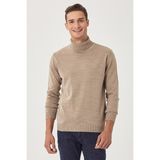 ALTINYILDIZ CLASSICS Erkek Bej Standart Fit Normal Kesim Tüylenme Yapmayan Tam Balıkçı Yaka Triko Kazak,3XL