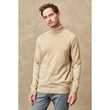 ALTINYILDIZ CLASSICS Erkek Bej Tüylenme Yapmayan Anti Pilling Özellikli Standart Fit Tam Balıkçı Yaka Triko Kazak - 2XL