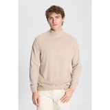 ALTINYILDIZ CLASSICS Erkek Bej Tüylenme Yapmayan Standart Fit Normal Kesim Yarım Balıkçı Yaka Triko Kazak,3XL