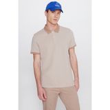 Altınyıldız Classics Erkek Bej-Vizon %100 Pamuk Slim Fit Dar Kesim Polo Yaka Tişört - Bej - Vizon