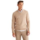ALTINYILDIZ CLASSICS Erkek Bejmelanj Standart Fit Normal Kesim V Yaka Pamuklu Triko Kazak Bej Melanj, 3XL