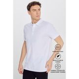 Altınyıldız Classics Erkek Beyaz %100 Pamuk Kıvrılmaz Pike Polo Yaka Slim Fit Dar Kesim Tişört - XXXL