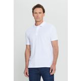 Altınyıldız Classics Erkek Beyaz %100 Pamuk Kıvrılmaz Pike Polo Yaka Slim Fit Dar Kesim Tişört