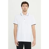 Altınyıldız Classics Erkek Beyaz %100 Pamuk Slim Fit Dar Kesim Polo Yaka Jakarlı Tişört - XL
