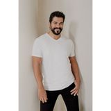 Altınyıldız Classics Erkek Beyaz %100 Pamuk Slim Fit Dar Kesim V Yaka Tişört - XL