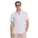 ALTINYILDIZ CLASSICS Erkek Beyaz-Bej Slim Fit Dar Kesim %100 Pamuk Düğmeli Yaka Baskılı Gömlek - S - Beyaz - Bej