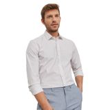 ALTINYILDIZ CLASSICS Erkek Beyaz-bej Slim Fit Dar Kesim Klasik Yaka%100 Pamuk Kareli Gömlek