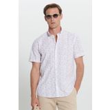 ALTINYILDIZ CLASSICS Erkek Beyaz-Bej%100 Pamuk Baskılı Slim Fit Dar Kesim Düğmeli Yaka Gömlek, Beyaz-Bej, 3XL