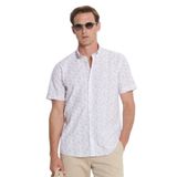 ALTINYILDIZ CLASSICS Erkek Beyaz-Bej%100 Pamuk Baskılı Slim Fit Dar Kesim Düğmeli Yaka Gömlek, Beyaz-Bej, XL