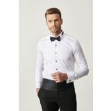 ALTINYILDIZ CLASSICS Erkek Beyaz Beyaz Damatlık Ata Yaka Tailored Slim Fit Dar Kesim Gömlek