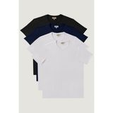 Altınyıldız Classics Erkek Beyaz-beyaz-sıyah-lacıvert Slim Fit Dar Kesim Bisiklet Yaka %100 Pamuk 4'lü Tişört Paket - XL - Beyaz - Beyaz - Siyah - Lacivert