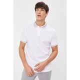 ALTINYILDIZ CLASSICS Erkek Beyaz-beyaz Slim Fit Dar Kesim Polo Yaka Kısa Kollu Basic Tişört
