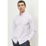 ALTINYILDIZ CLASSICS Erkek Beyaz-bordo Slim Fit Dar Kesim Düğmeli Yaka Baskılı Gömlek - Beyaz - Bordo