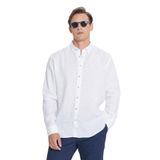 ALTINYILDIZ CLASSICS Erkek Beyaz Comfort Fit Rahat Kesim%100 Keten Düğmeli Yaka Gömlek