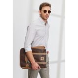 ALTINYILDIZ CLASSICS Erkek Beyaz Kahverengi Slim Fit Dar Kesim Gizli Düğme Yaka Baskılı Gömlek - Beyaz - Kahverengi