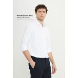 Altınyıldız Classics Erkek Beyaz Kolay Ütülenebilir Slim Fit Dar Kesim Italyan Yaka Armürlü Gömlek
