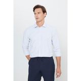 Altınyıldız Classics Erkek Beyaz Mint Pamuklu Oxford Slim Fit Dar Kesim Klasik Yaka Armürlü Gömlek - Beyaz - Mint