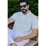 ALTINYILDIZ CLASSICS Erkek Beyaz Pamuklu Slim Fit Dar Kesim Polo Yaka Jakarlı Esnek Tişört