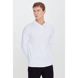 Altınyıldız Classics Erkek Beyaz Pamuklu Slim Fit Dar Kesim Polo Yaka Uzun Kollu Esnek Tişört - 2XL