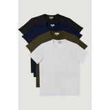 Altınyıldız Classics Erkek Beyaz-sıyah-lacıvert-hakı Slim Fit Dar Kesim Bisiklet Yaka %100 Pamuk 4'lü Basic Tişört Paketi - Beyaz - Siyah - Lacivert - Haki
