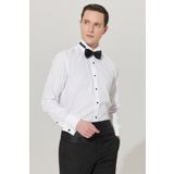 ALTINYILDIZ CLASSICS Erkek Beyaz Slim Fit Dar Kesim Ata Yaka Uzun Kollu Klasik Gömlek