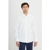 ALTINYILDIZ CLASSICS Erkek Beyaz Slim Fit Dar Kesim Düğmeli Yaka Armürlü Gofre Desenli Gömlek, Beyaz, M