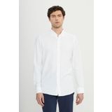ALTINYILDIZ CLASSICS Erkek Beyaz Slim Fit Dar Kesim Düğmeli Yaka Armürlü Gofre Desenli Gömlek