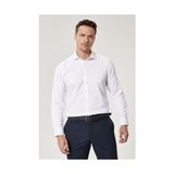Altınyıldız Classics Erkek Beyaz Slim Fit Dar Kesim Italyan Yaka Armürlü Gömlek