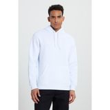 Altınyıldız Classics Erkek Beyaz Standart Fit Normal Kesim Içi Polarlı 3 Iplik Kapüşonlu Pamuklu Sweatshirt