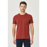 Altınyıldız Classics Erkek Bordo %100 Pamuk Slim Fit Dar Kesim Bisiklet Yaka Tişört