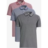 Altınyıldız Classics Erkek Bordo-açık Siyah-açık Lacivert 3'lü Çekmeyen Pamuklu Slim Fit Kıvrılmaz Polo Yaka Basic Tişört - Bordo - Siyah